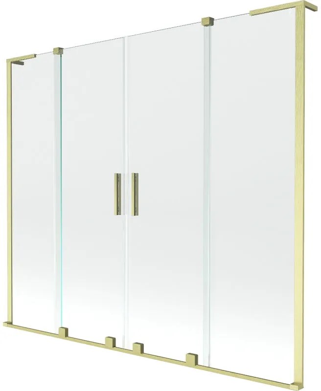 Mexen Velar L Duo, 2-krídlová posuvná vaňová zástena 170 x 150 cm, 8mm číre sklo, zlatá matná, 896-170-003-02-55
