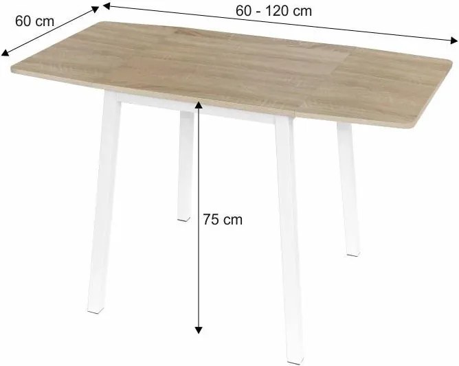 Kondela Jedálenský stôl, MAURO, dub sonoma/biela, rozkladací