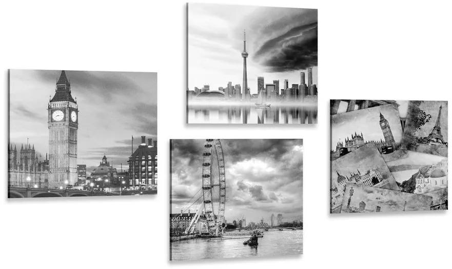 Set obrazov tajuplné mestá v čiernobielom prevedení Varianta: 4x 40x40