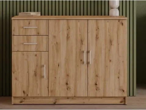 Komoda 3-dverová Universal, 118 cm, dub artisan%