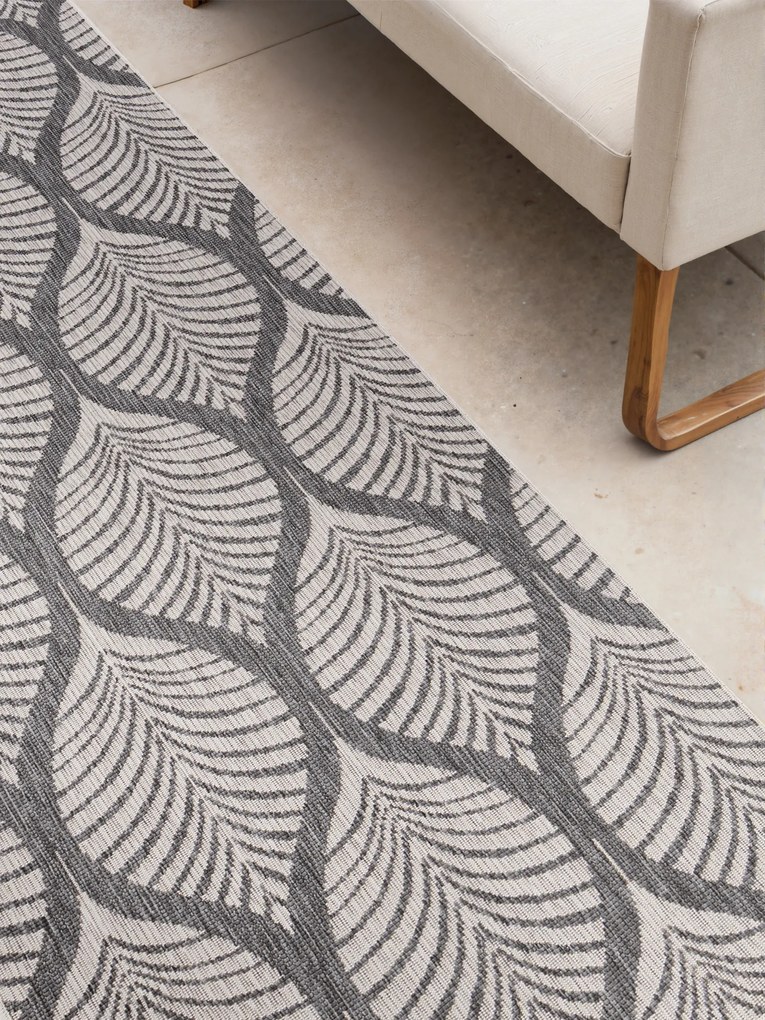 NORTHRUGS, Koberec behúň Duet Liora 106246 White/Gray - na von aj na doma, 80x250, šedá, chodba / predsieň
