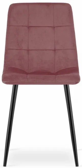 Set štyroch jedálenských stoličiek KARA zamatové ružové / čierne nohy (4ks)