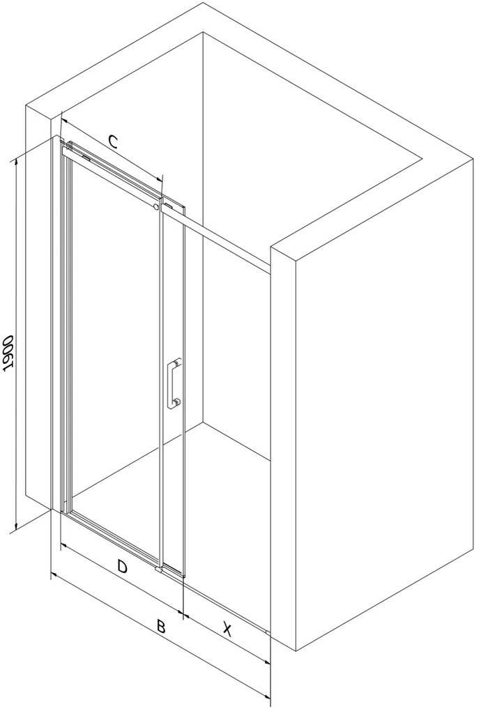 Mexen OMEGA posuvné sprchové dvere do otvoru 120 cm, 825-120-000-01-00