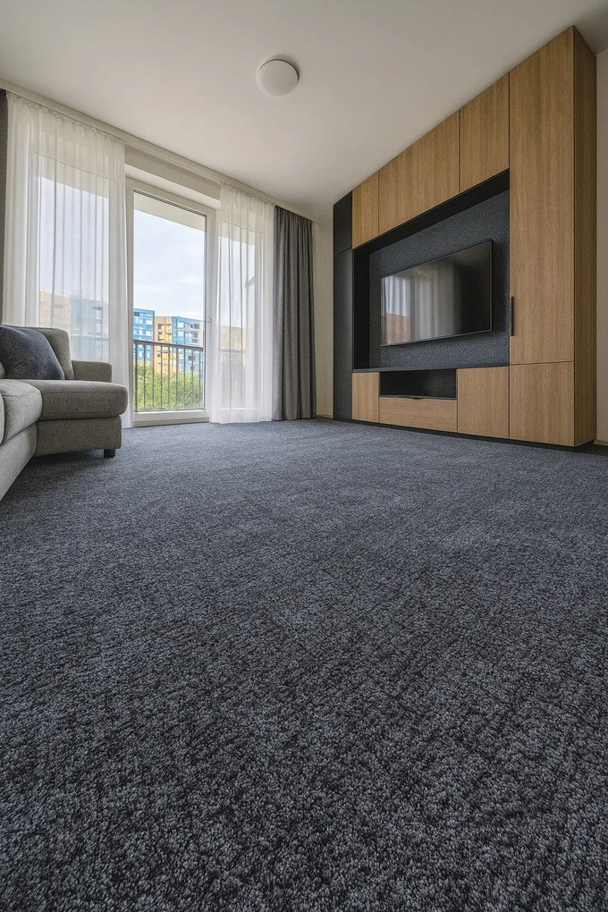 Metrážny koberec Dobro 97 tmavo šedý, na mieru, šíře 4m, šedá, filc, chodba / predsieň, ITC