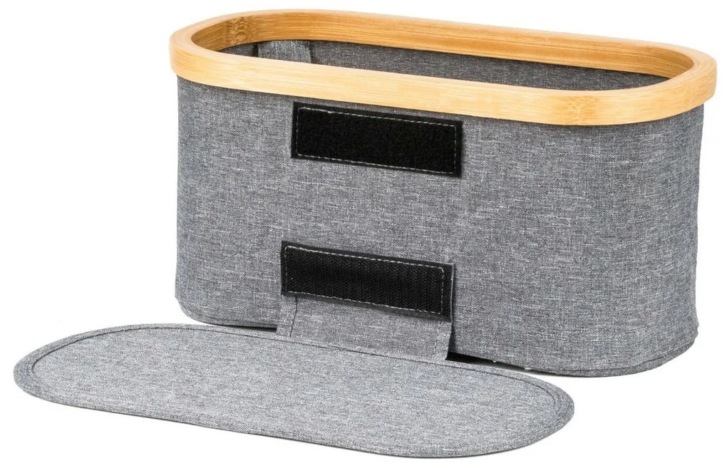 Úložný box G21 30 x 15 x 15 cm, bambusový s vekom, sivý