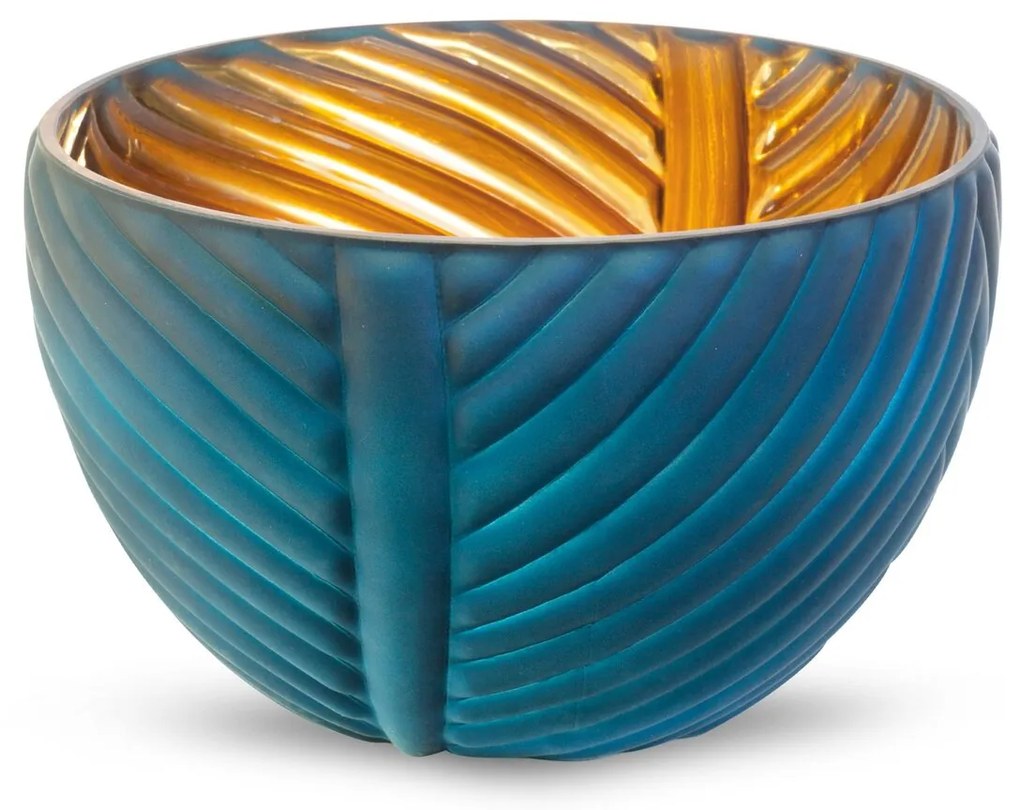 DEKORAČNÁ SKLENENÁ MISKA NADIA2 (01) (FI) 24X16 CM TMAVOMODRÁ