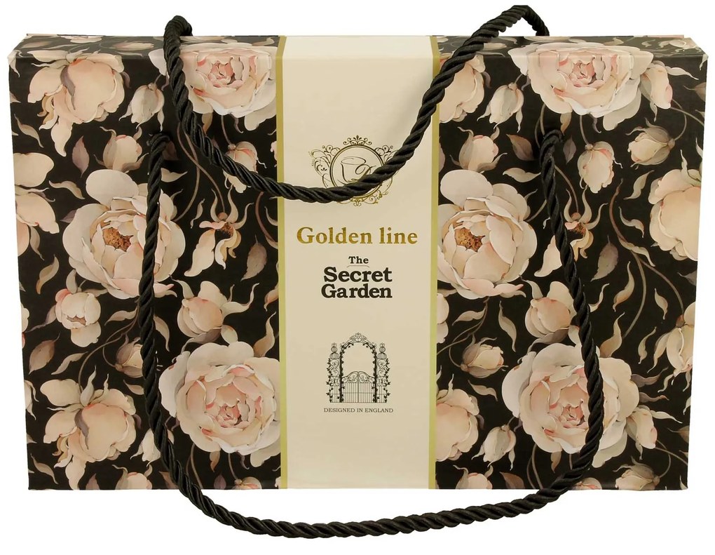 Porcelánová šálka na nohe s podšálkou English Roses Black 90 ml sada 2ks