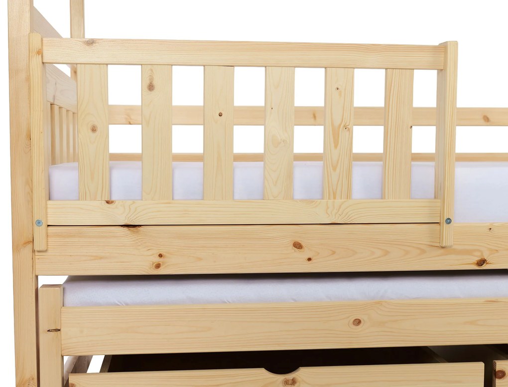 Wilsondo Poschodová posteľ s prístelkou Petra 5 - prírodná Rozmer: 180x80