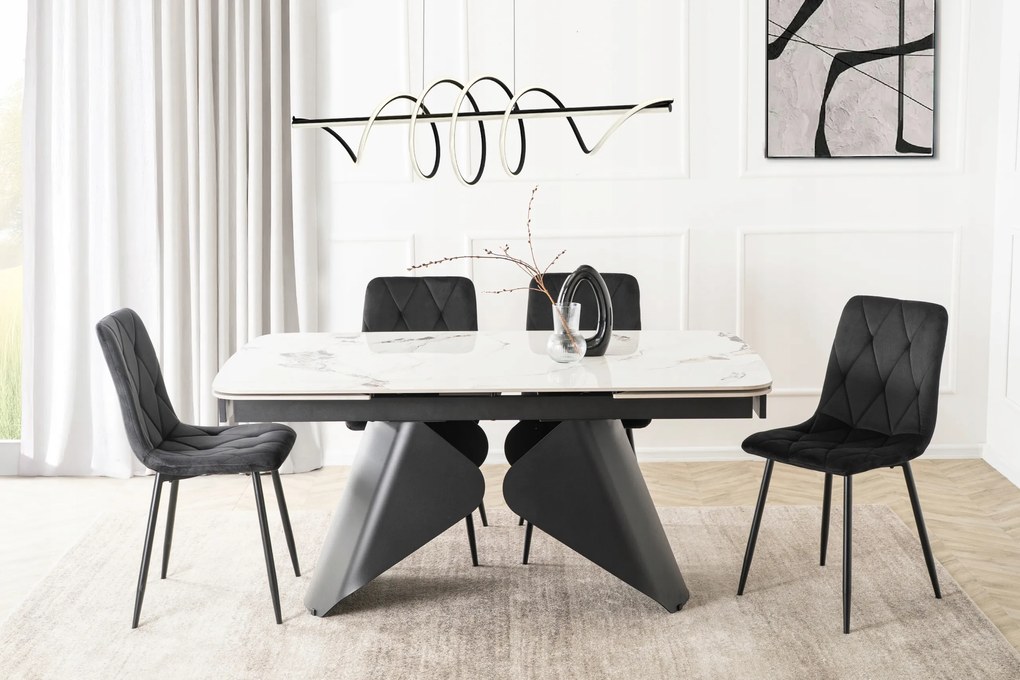 Keramický rozkladací stôl VERONA 160-240 cm biely mramor/čierny
