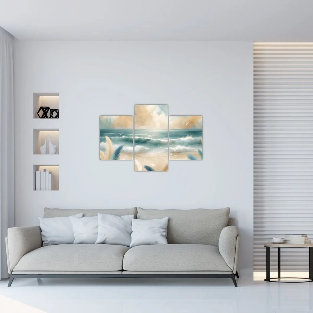 Obraz – Maľovaná pláž v jemných farbách (90x60 cm)