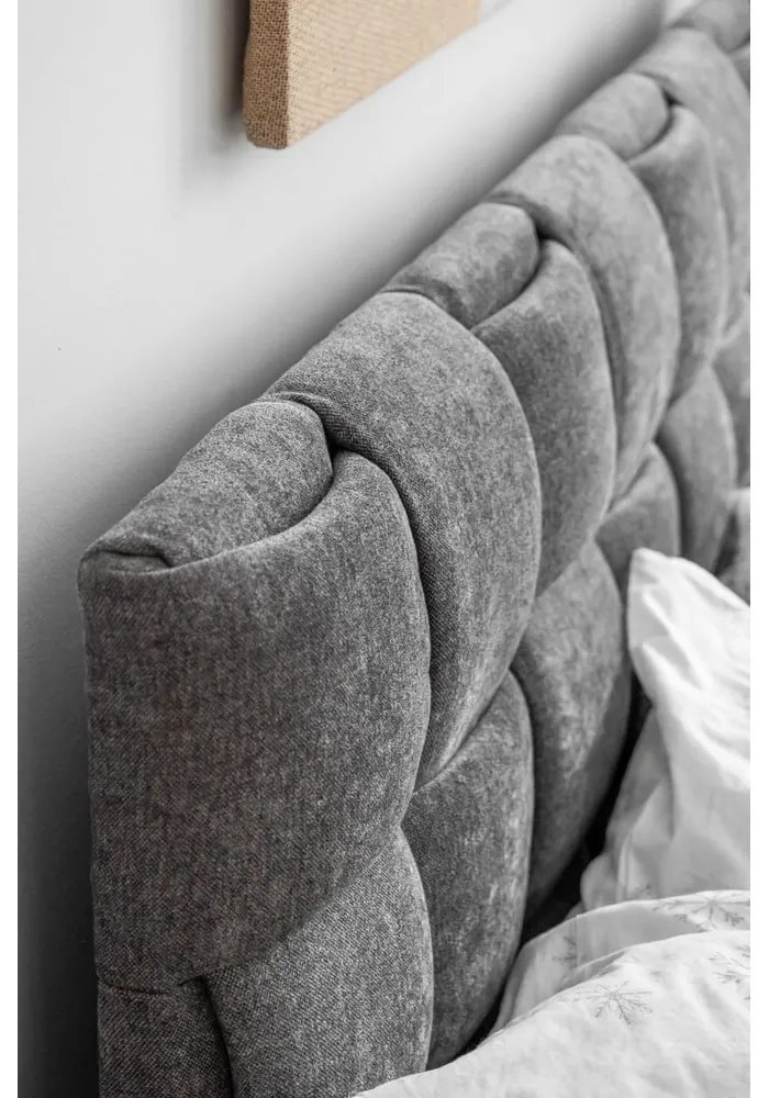 Sivá čalúnená dvojlôžková posteľ s roštom 160x200 cm Eve – Miuform