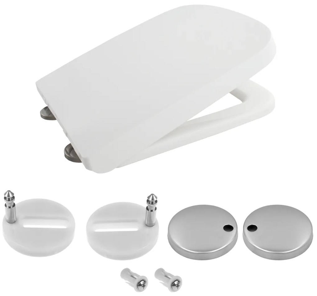 Gamma Viana, toaletná WC doska s pomalým zatváraním, duroplast, EasyClean, biela lesklá, GMA-D6
