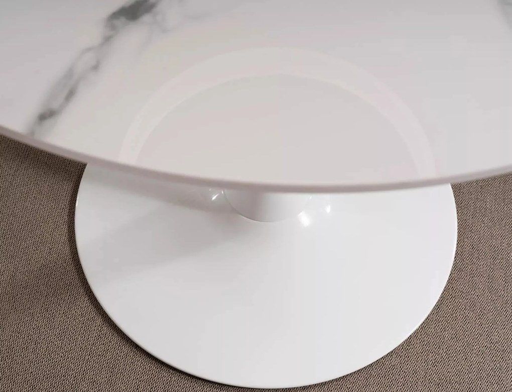 Okrúhly jedálenský stôl Espero 90 cm biely mramor/biely