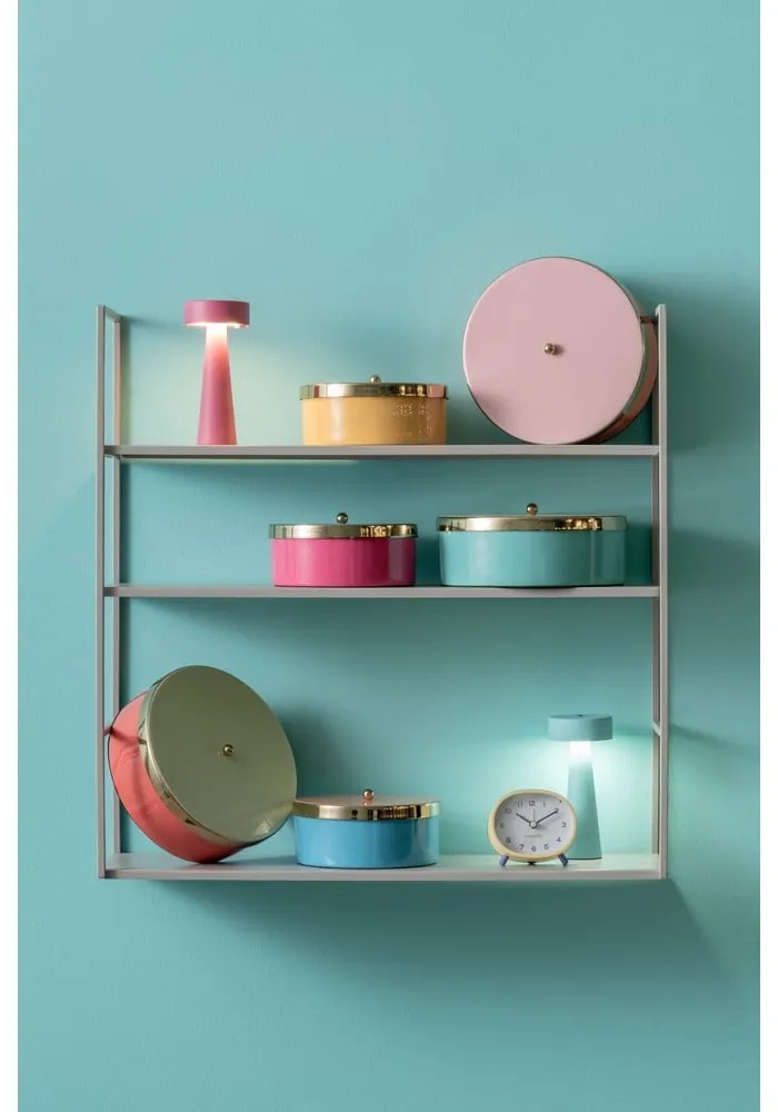 Modrý dekoratívny kovový úložný box ø 16x6 cm Double Funky – PT LIVING