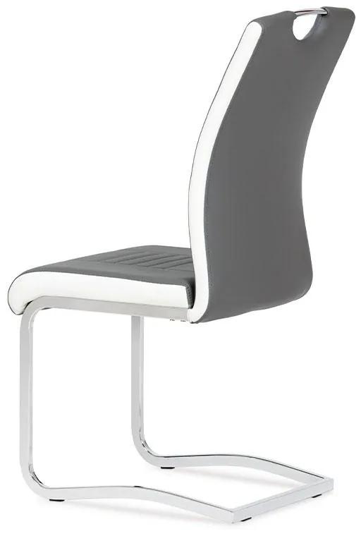 Autronic -  Jedálenská stolička DCL-406 GREY, koženka sivá, chróm