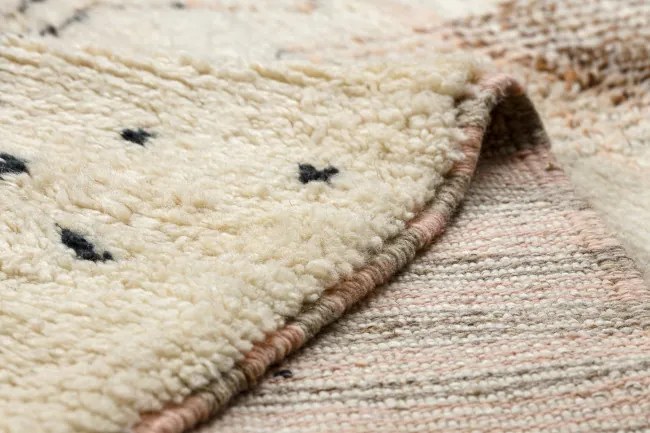 Ručne tkaný vlnený koberec BERBER BJ1077 Boujaad berber Boho, béžový / čierny