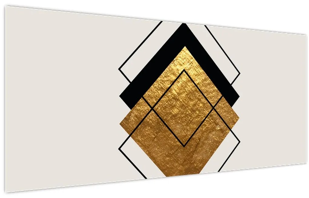 Obraz - Abstrakcia zlatá a biela N⁰1 (120x50 cm)