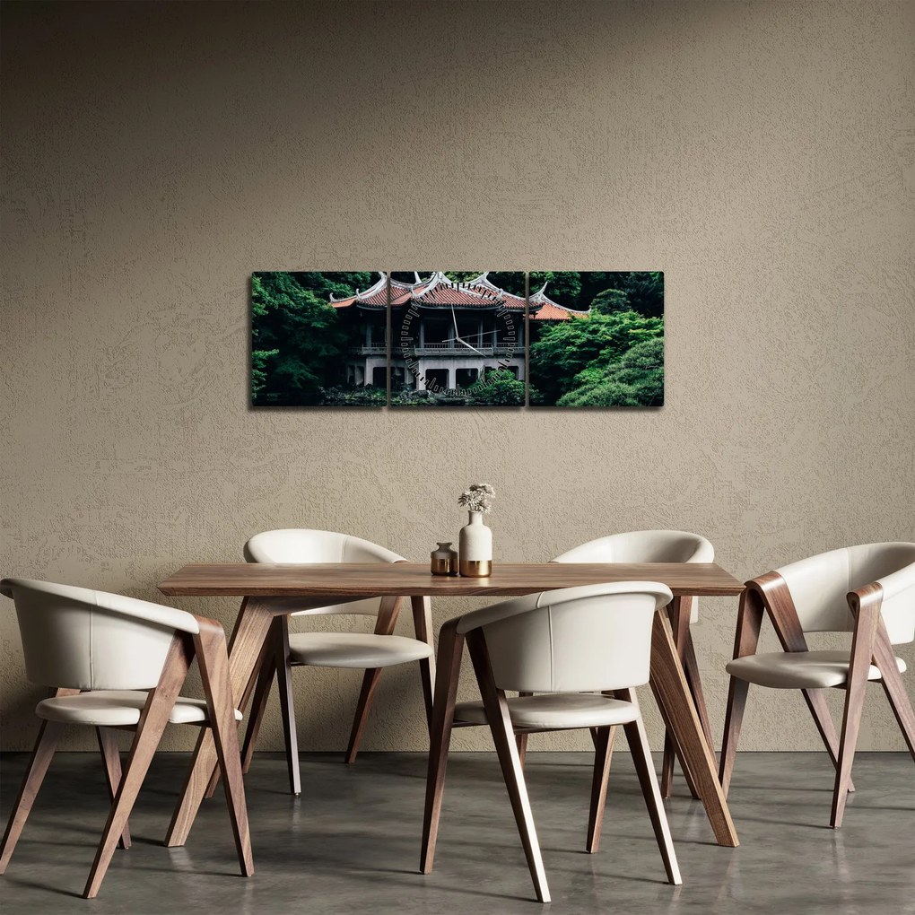 Obraz z japonskej národnej záhrady (s hodinami) (90x30 cm)