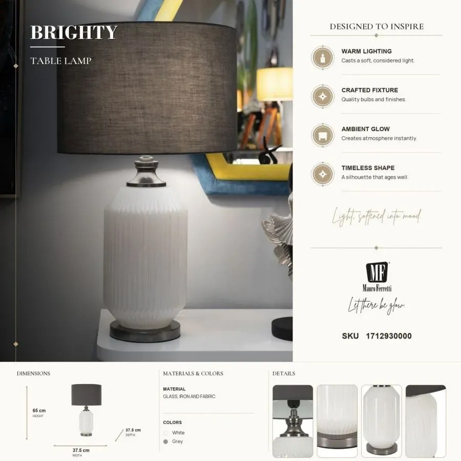 Stolná lampa Brighty 65 cm šedo-biela