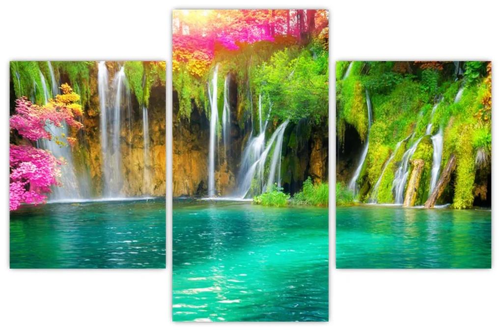 Obraz - Vodopád, Plitvické jazerá, Chorvátsko (90x60 cm)