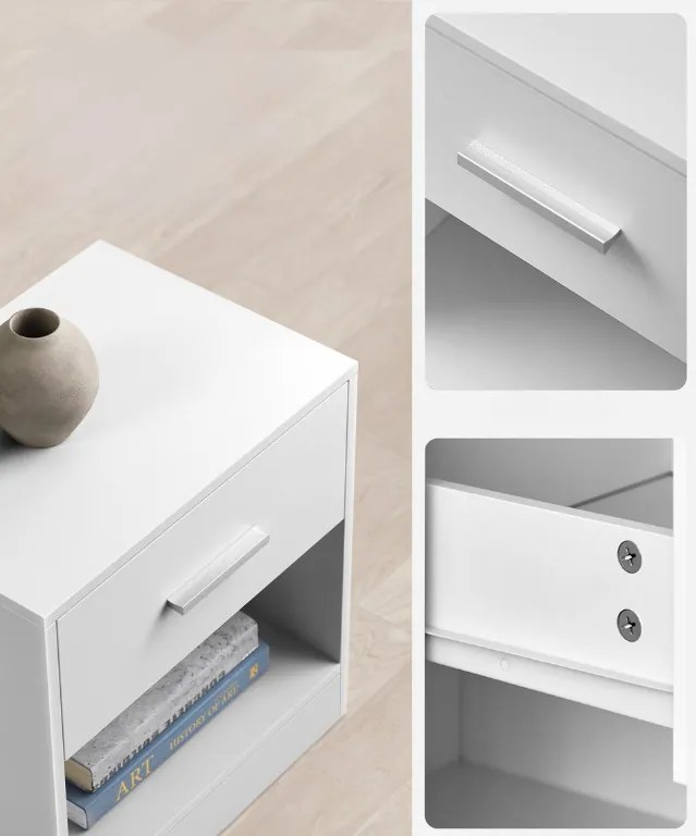 Nočné stolíky NOVERA sada 2 ks 39x28 cm, biele