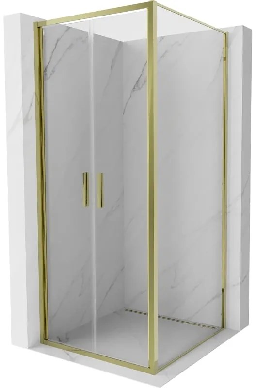 Mexen Exo, výklopný sprchový kút 90 x 90 cm, číre sklo, zlatá, 814-090-090-50-00