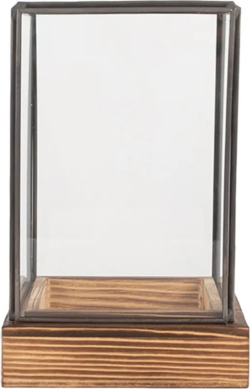 Dekoračný skleník/ vitrína s dreveným podstavcom Pallas - 12*12*19 cm