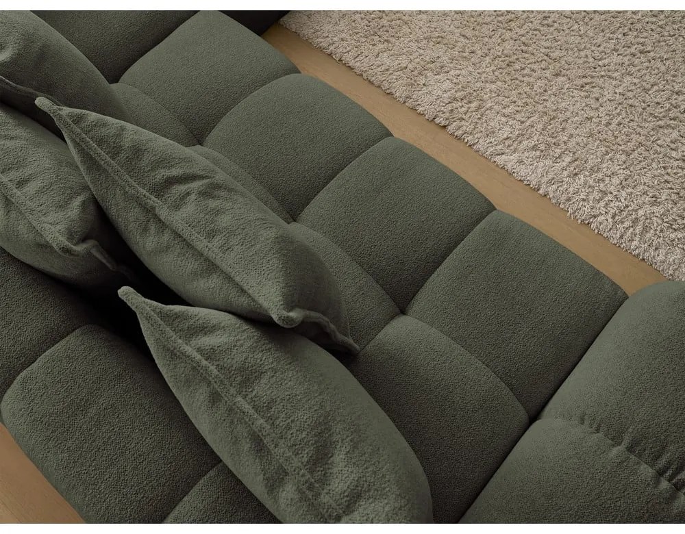 Zelená ženilková rozkladacia/s úložným priestorom rohová pohovka (pravý roh/do L) Everest – Bobochic Paris