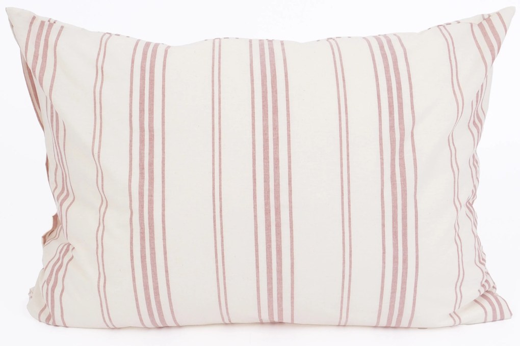 Bavlnená obliečka na vankúš Natural 50 × 70 cm - Prúžky červené