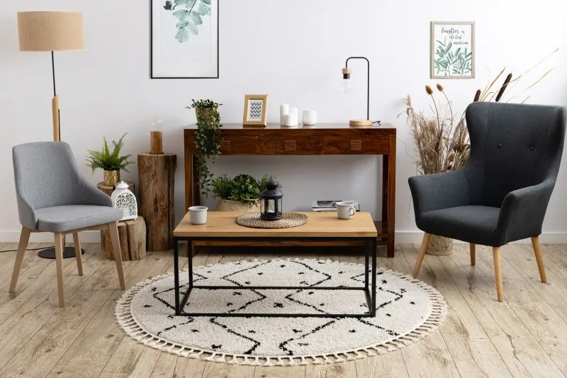 Dywany Łuszczów, Kusový koberec Berber Tetuan B751 cream kruh, 120x120 (priemer) kruh, biela, obývacia izba