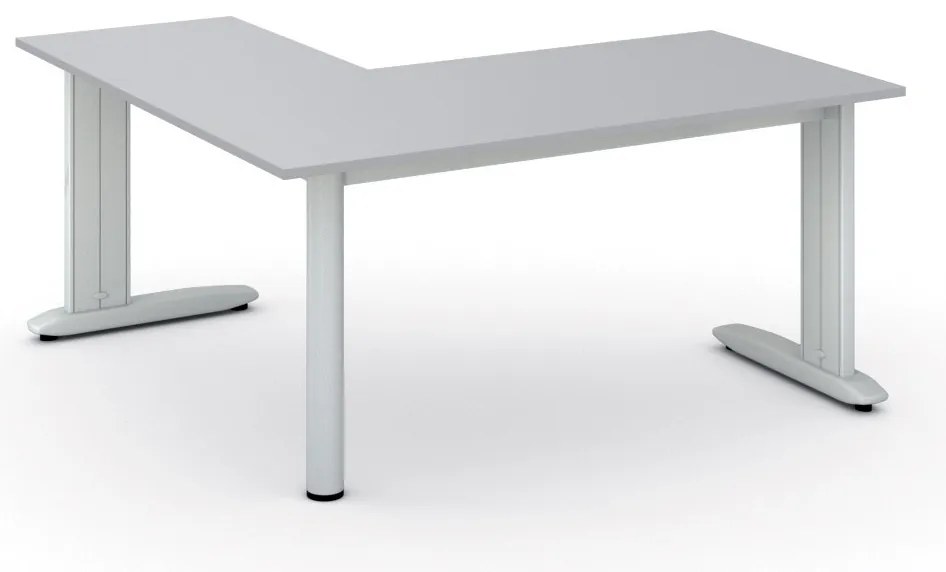 Rohový kancelársky písací stôl PRIMO FLEXIBLE, 160x160 cm, sivá