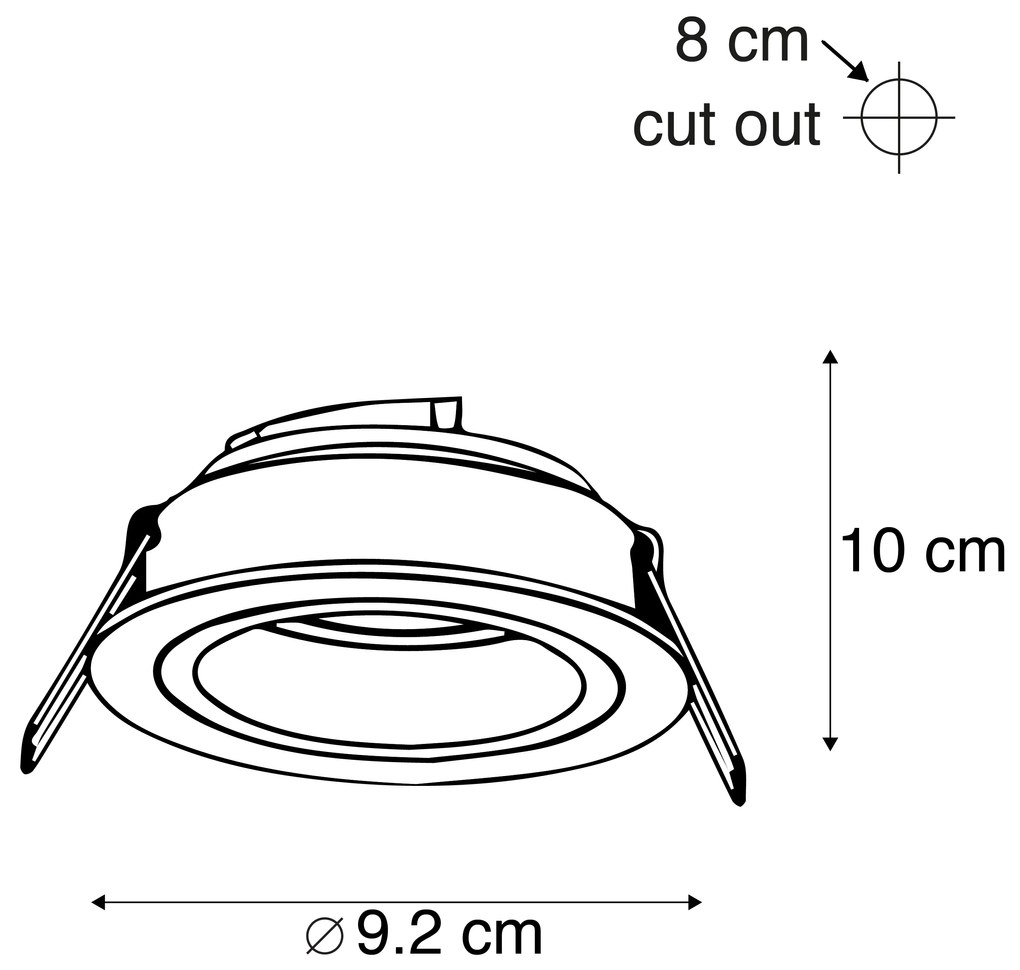 Sada 6 zapustených bodových svetiel okrúhlych bielych nastaviteľných - Chuck