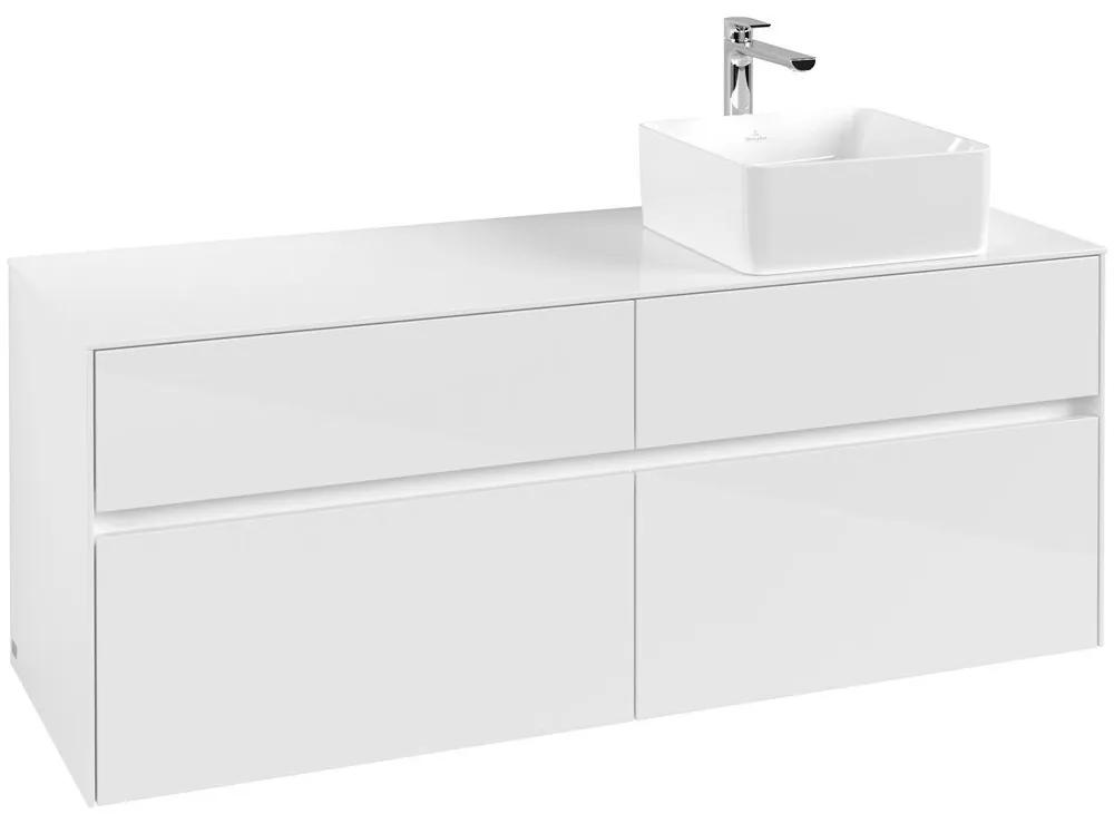 VILLEROY &amp; BOCH Collaro závesná skrinka pod umývadlo na dosku (umývadlo vpravo), 4 zásuvky, 1400 x 500 x 548 mm, Glossy White, C04700DH