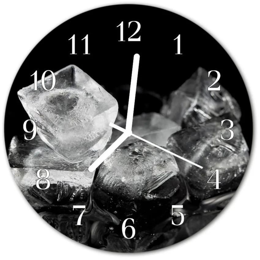 Sklenené hodiny okrúhle Kocky ľadu fi 30 cm