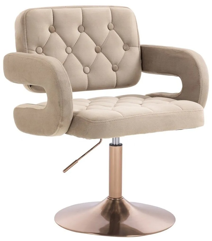LuxuryForm DESIGN Stolička ADRIA VELUR na zlatom tanieri - latte