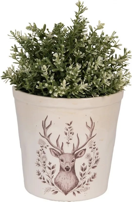 Béžový obal na kvetináč s jeleňom Gentle Wilderness L - Ø 17*16 cm