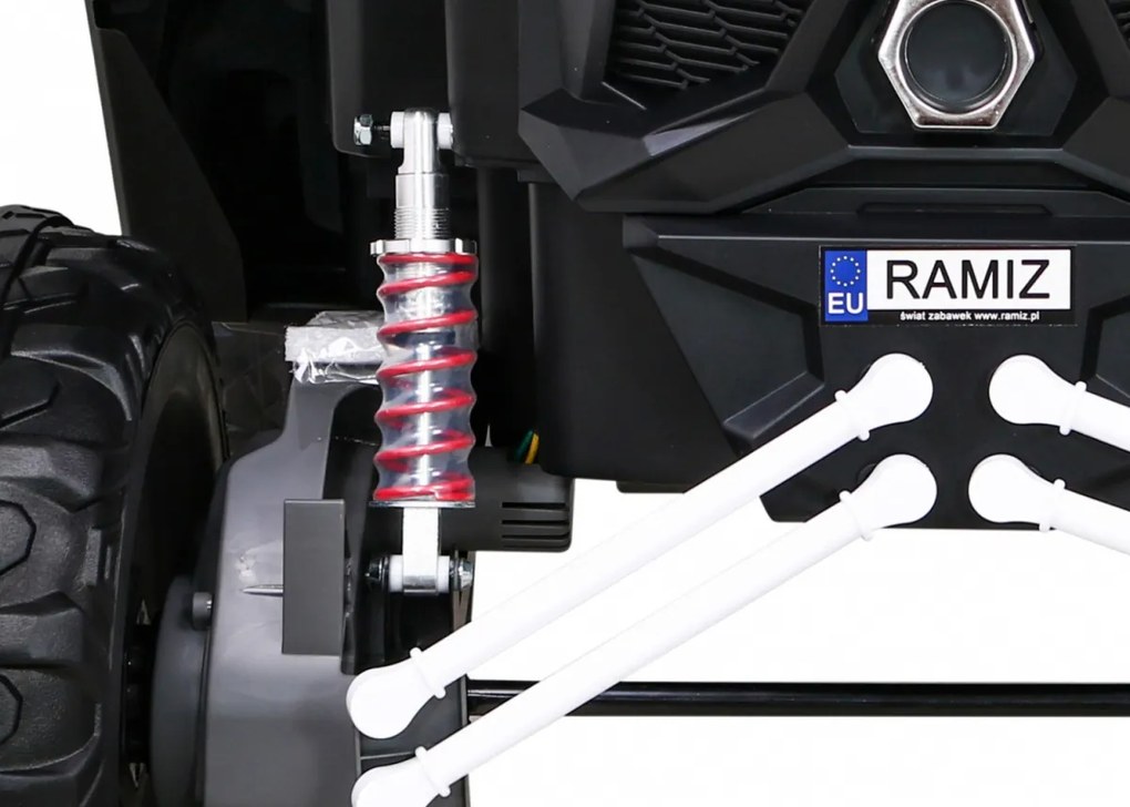 Ramiz Elektrická bugina UTV-MX pre deti biela + pohon 4x4 + diaľkové ovládanie + LED a audio + úložný priestor + EVA + pomalý štart