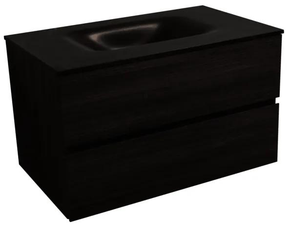 Kúpeľňová skrinka s umývadlom černá mat Naturel Verona 86x51,2x52,5 cm tmavé drevo VERONA86CMTD