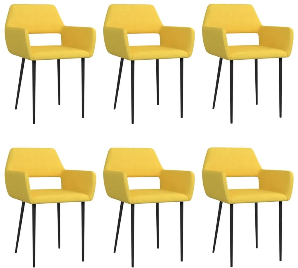 vidaXL Jedálenské stoličky 6 ks, žlté, látka