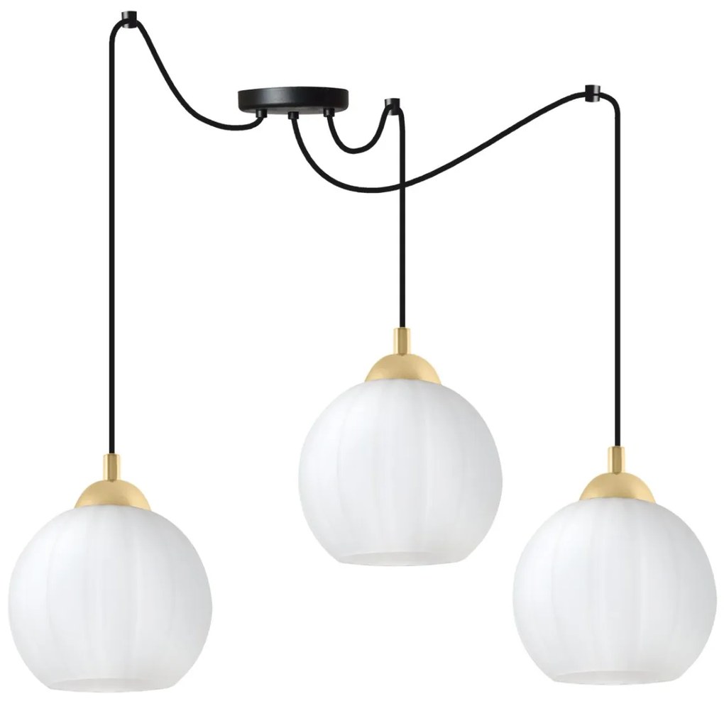 Závesné svietidlo Costa Spider, 3x biele sklenené tienidlo, b/g