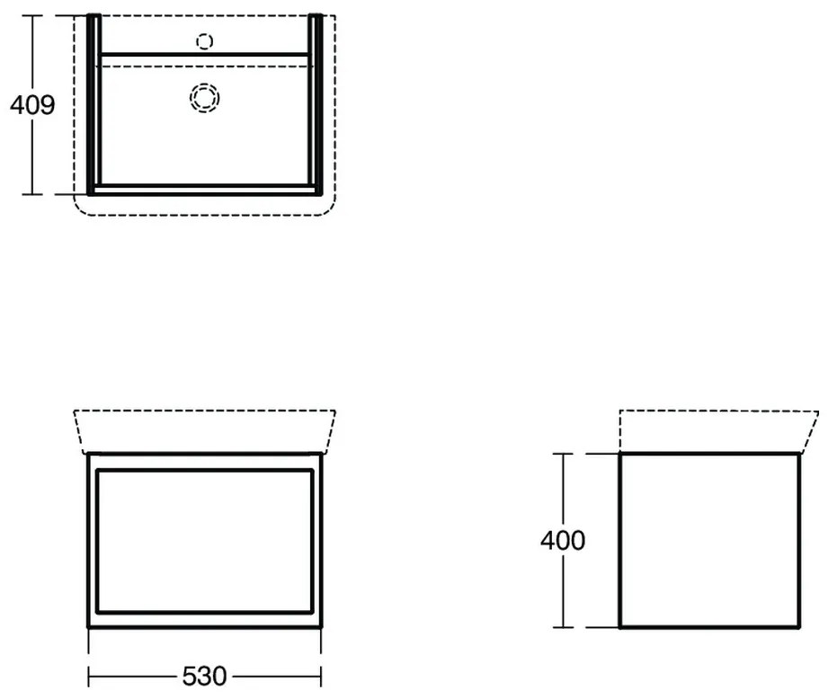 Ideal Standard Connect Air - Skrinka pod umývadlo CUBE 600 mm, 1 zásuvka, dekor svetlé drevo + matný hnedý lak E0846UK