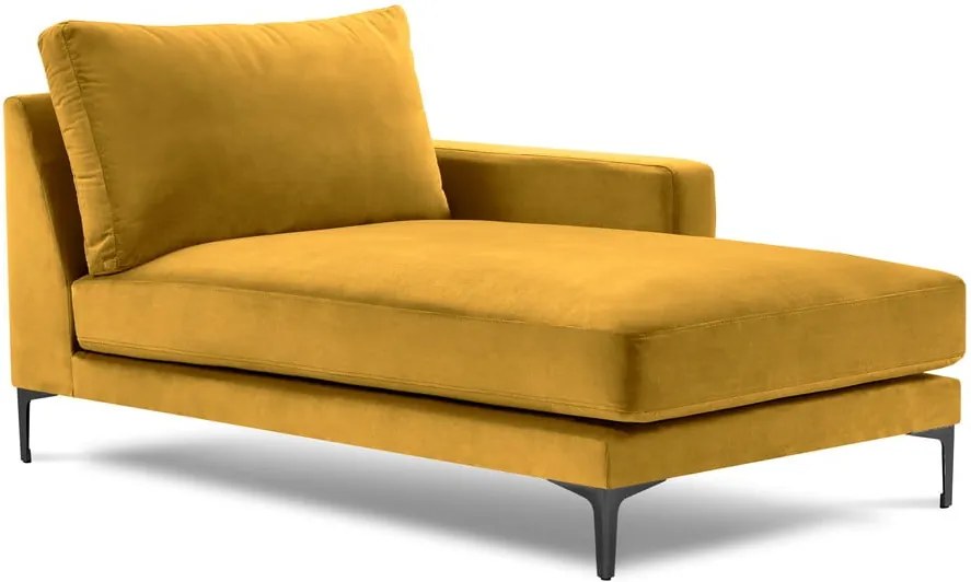 Žltá zamatová leňoška Kooko Home Harmony, pravý roh