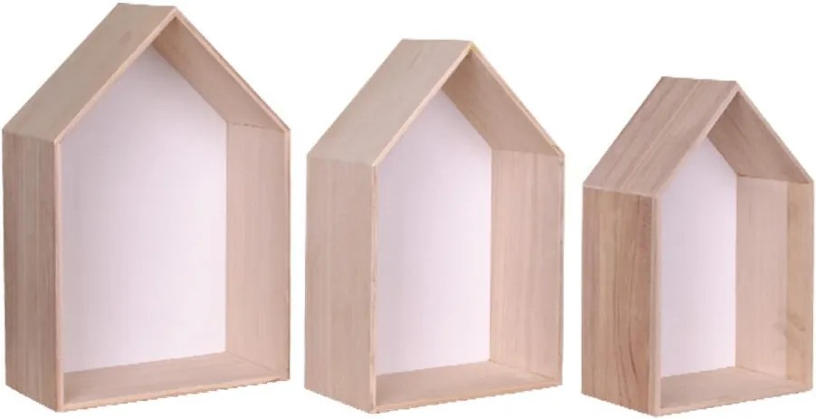 Sada 3 bielych drevených políc House Nordic Verona