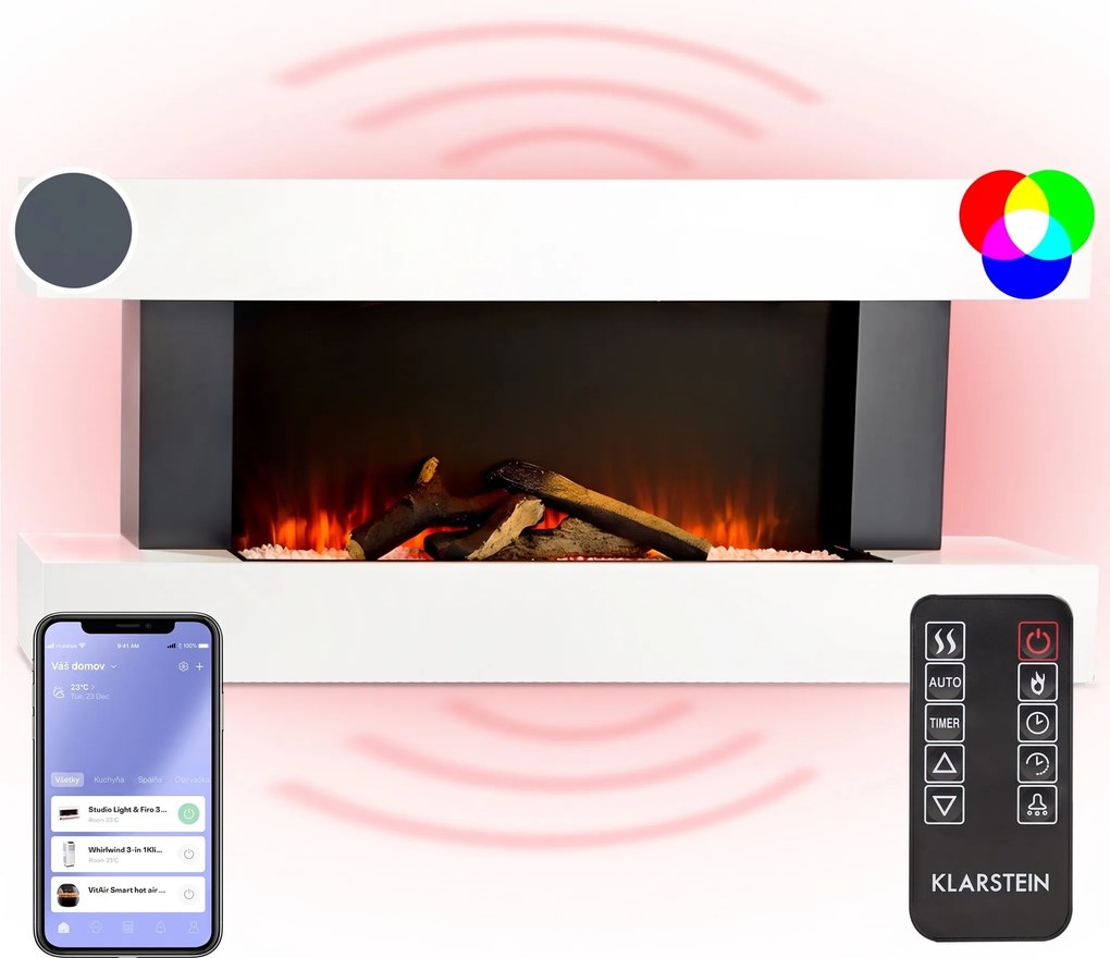 Klarstein Studio Light & Fire 1 Smart, krb, 1000/2000 W, MDF, WiFi Control