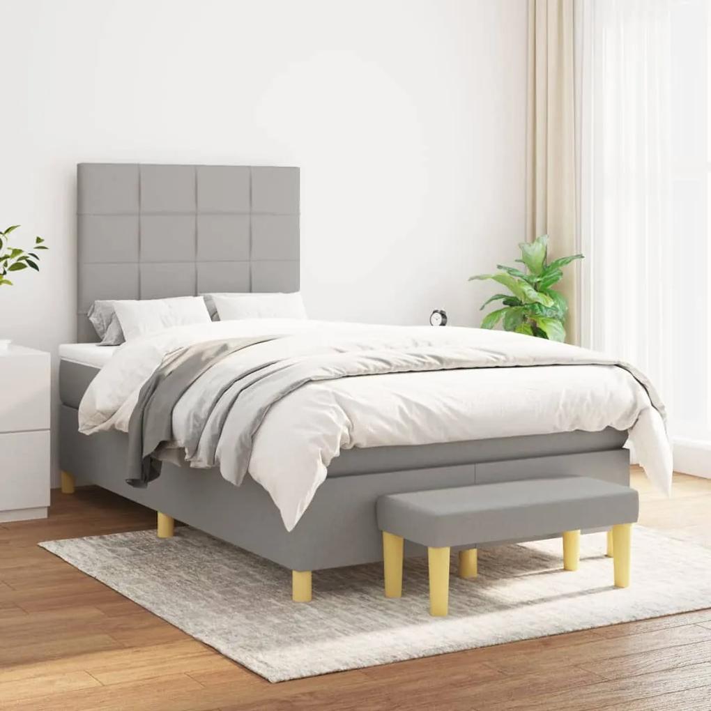 Boxspring posteľ s matracom bledosivá 120x200 cm látka 3137141