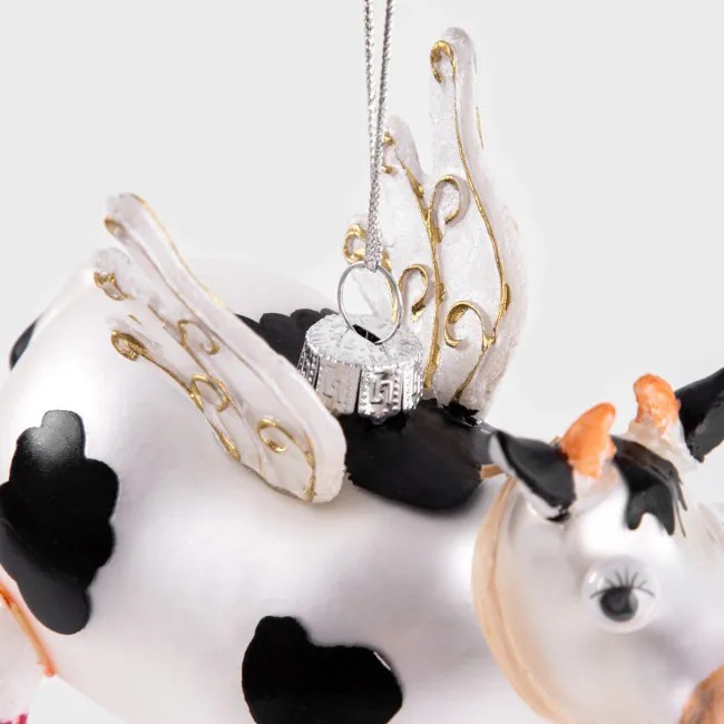 Vianočná ozdoba GLASSO kravička s krídlami 715099