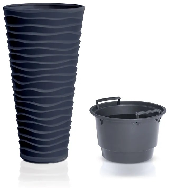 Vysoký plastový kvetináč DPSA400 38,7 cm - antracit