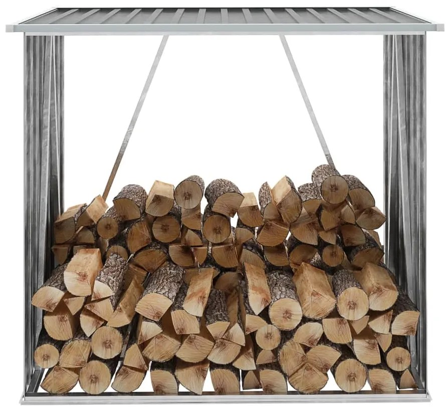 Záhradná kôlňa na drevo z galvanizovanej ocele 163x83x154 cm sivá