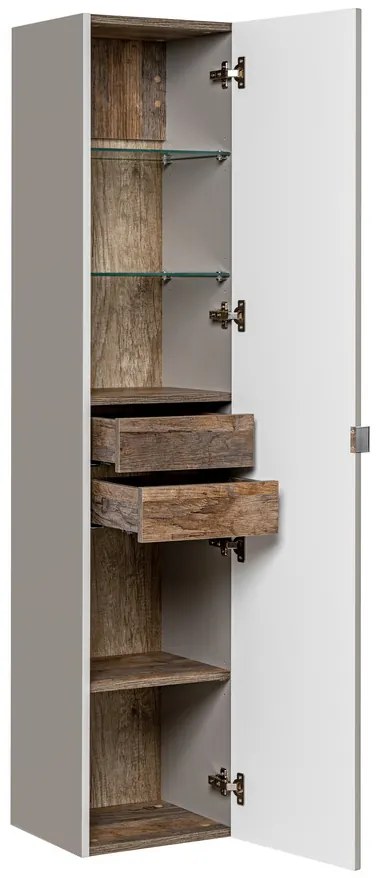 Kúpeľňová zostava SantaFe s doskou, umývadlami, zrkadlami a skrinkami 180 cm sivo-hnedá/dub santa fe retro