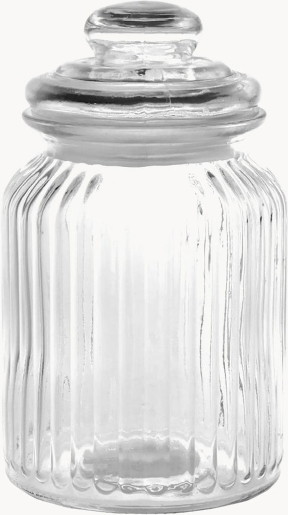 Úložná dóza z vrúbkovaného skla Eva, 650 ml